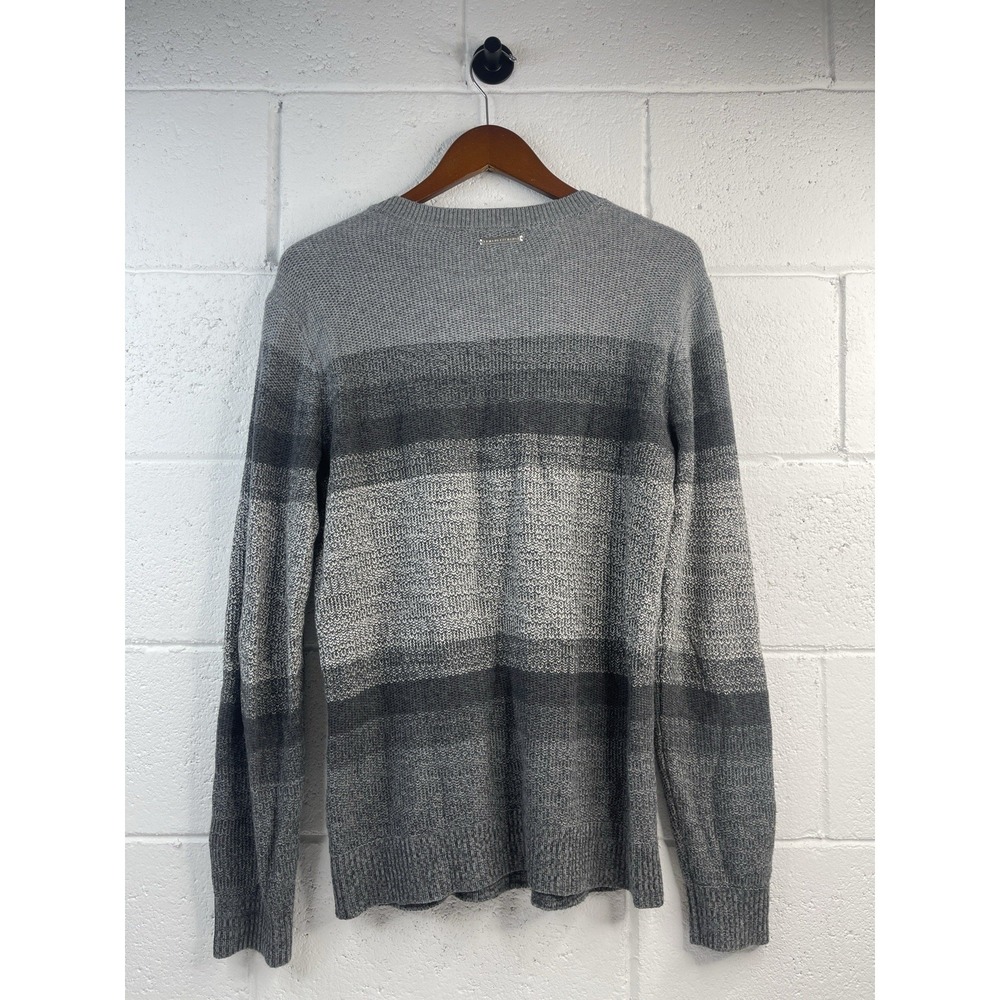 Armani Exchange Men's Sweater Knit Pull Over Gray Gradient Stripe Pattern Size M - Picture 8 of 8